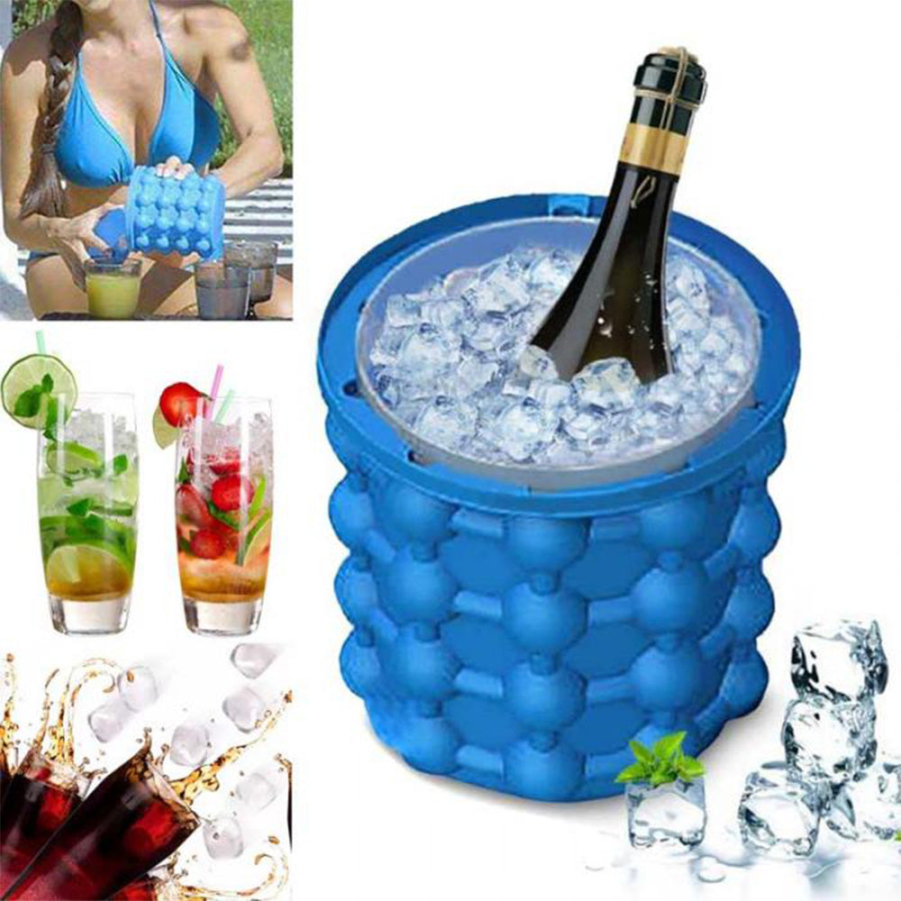 "Quick Freeze Silicone Ice Bucket for Rapid Ice Making and Storage"