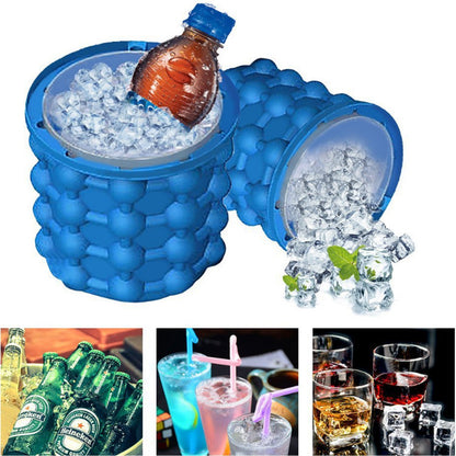 "Quick Freeze Silicone Ice Bucket for Rapid Ice Making and Storage"