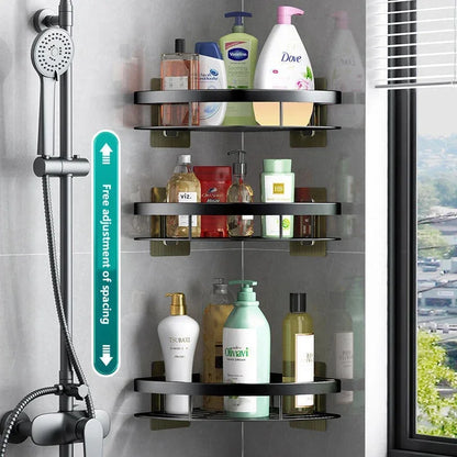 Bathroom Nail-Free Shelf Shower Corner Shelf Aluminum Shampoo Shelf Shower Supply Storage Bathroom Accessories Bathroom Shelves