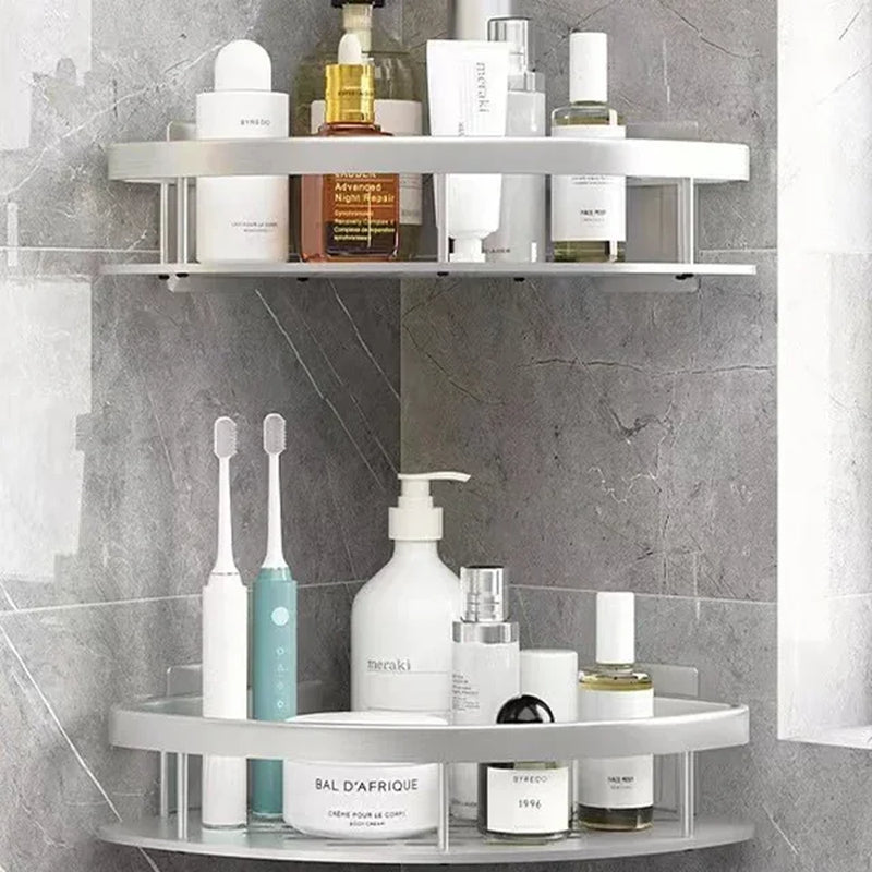 Bathroom Nail-Free Shelf Shower Corner Shelf Aluminum Shampoo Shelf Shower Supply Storage Bathroom Accessories Bathroom Shelves