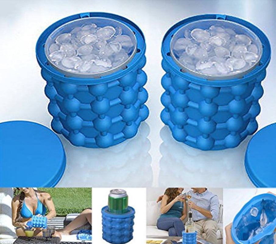 "Quick Freeze Silicone Ice Bucket for Rapid Ice Making and Storage"