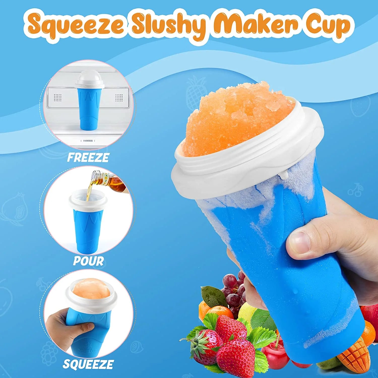 Magic Slushy Maker Squeeze Cup Slushie Maker, Slushie Cup, Slushy Cup, Homemade Milk Shake Maker Cooling Cup Squee DIY It for Children and Family