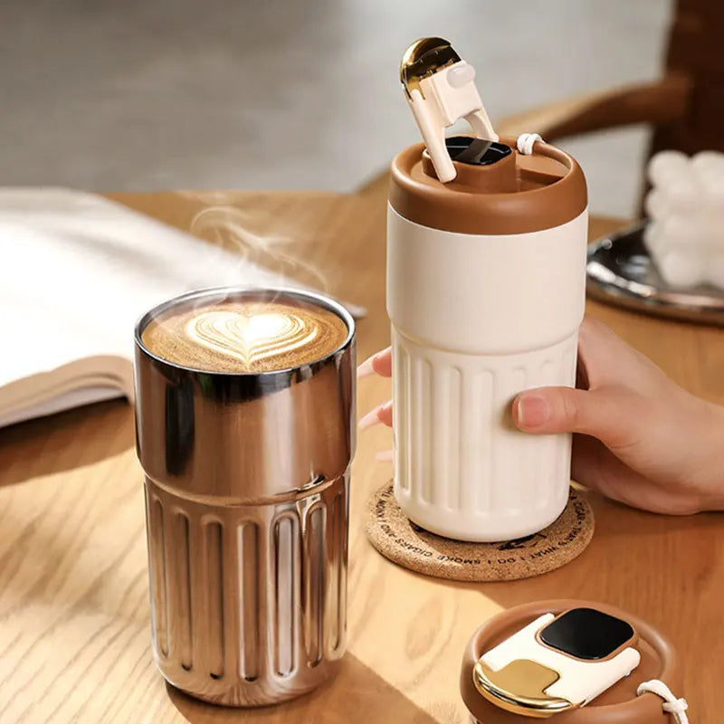 450Ml Thermos 316 Stainless Steel Thermal Coffee Mug Smart Temperature Display Water Bottle Portable Leakproof Insulation Cup