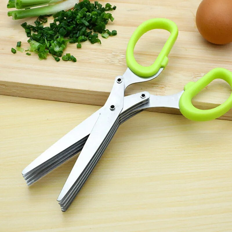 Muti-Layers Kitchen Scissors Stainless Steel Vegetable Cutter Scallion Herb Laver Spices Cooking Tool Cut Kitchen Accessories