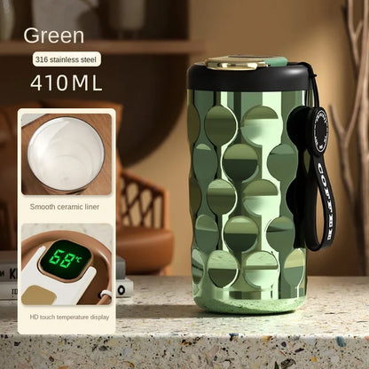 450Ml Thermos 316 Stainless Steel Thermal Coffee Mug Smart Temperature Display Water Bottle Portable Leakproof Insulation Cup