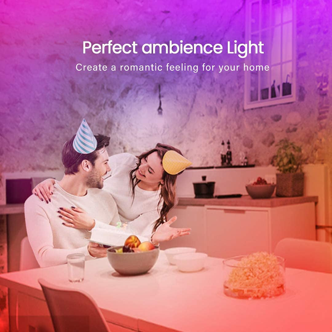 Colorful 50ft LED Strip Lights with Bluetooth Music Sync - Control with App or Remote!