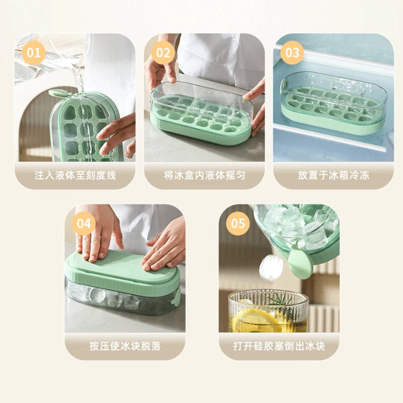 8Grid Portable Water Injection Ice Tray Mold Food Grade Silicone Press Type Ice Cube Tray Mold DIY Ice Maker Ice Cube Tray