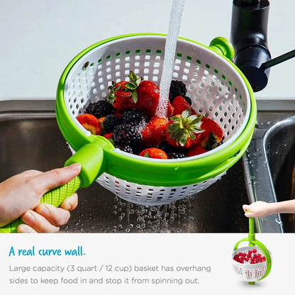 1PC Rotating Drainage Basket, Hand Pressed Vegetable and Fruit Salad, Rotating Cleaning and Dehydration Device for Storage