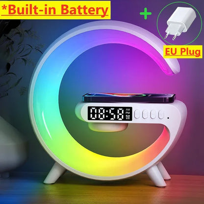 Mini Multifunction Wireless Charger Pad Stand Speaker TF RGB Night Light Fast Charging Station for Iphone Samsung Xiaomi Huawei