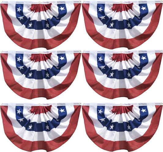 American Flag Pleated Bunting, 4Th of July Bunting Pennant,Us Flag Bunting, Patriotic Bunting Flag, 4Th of July Bunting, 6-Pack Bunting