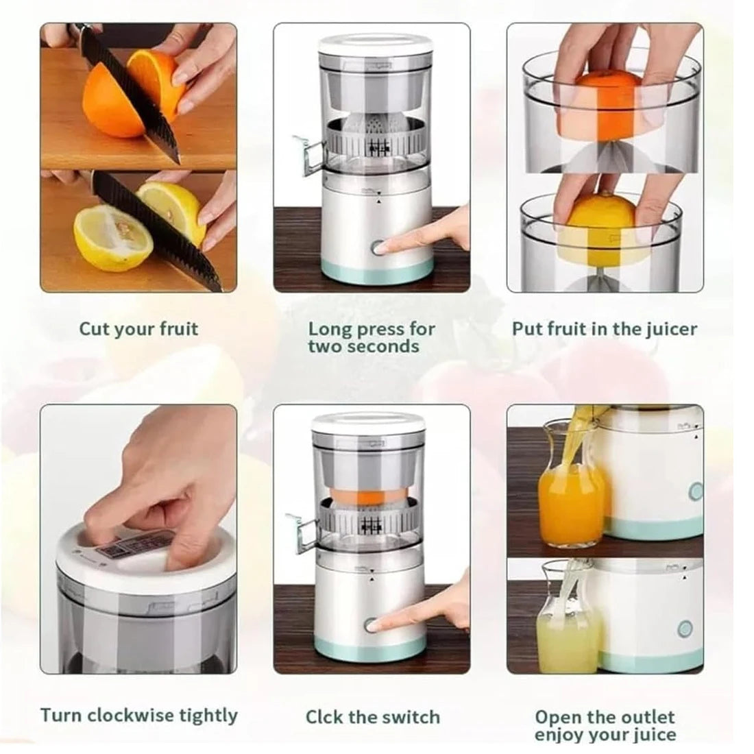 Electric Juicer Juice Cup Citrus Orange Lemon Squeezer USB Charging Kitchen Fruit Juicer Blender Fresh Separator Press Machine